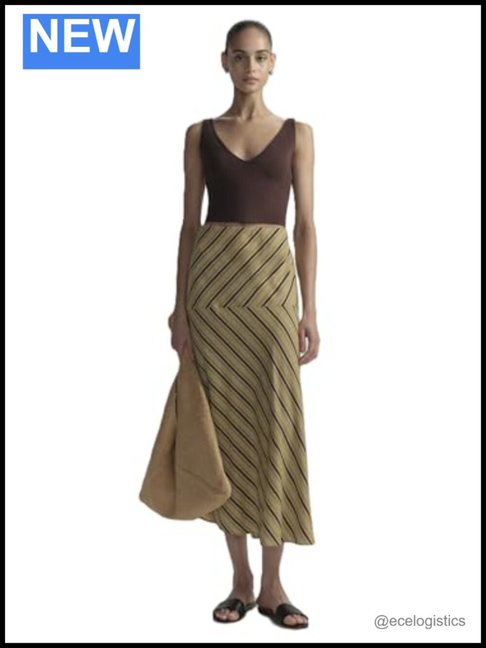 Pull-On High-Rise Midi Skirt Barre Stripe Shirting